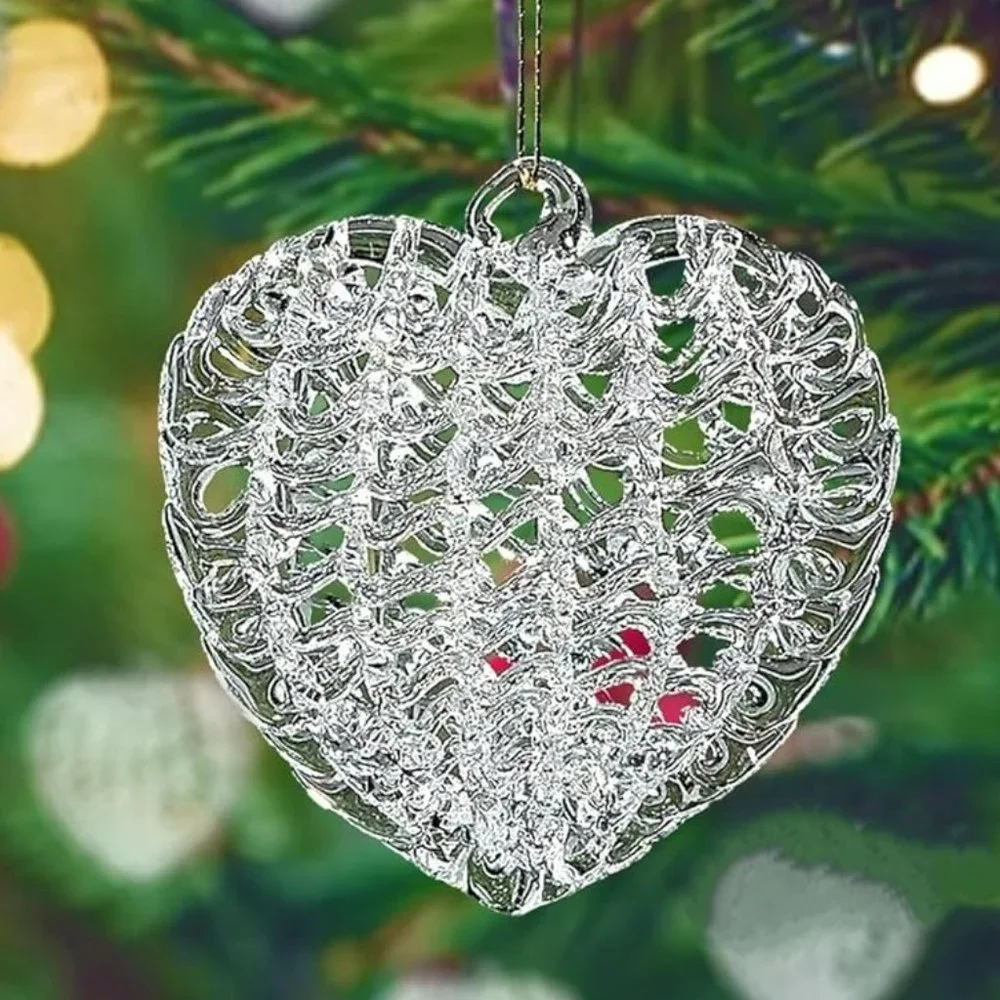Vintage Set of 31 Spun Glass Heart Ornaments